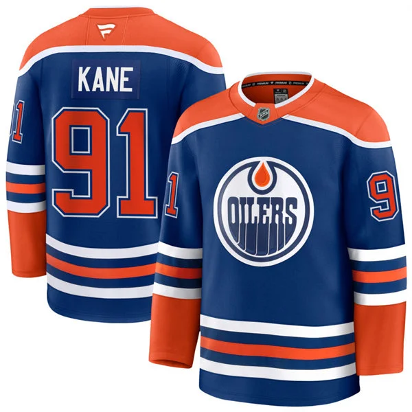 Youth Edmonton Oilers #91 Evander Kane Fanatics Home Royal Premium Jersey